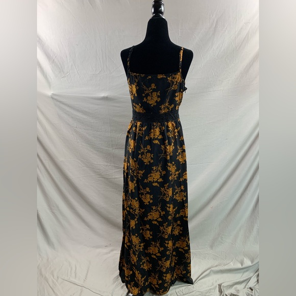 Black Boho Floral Print Split Thigh Cami Dress - Picture 9 of 9